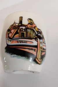 Vintage 1957 elizabeth narrowboat egg cup - grimwades