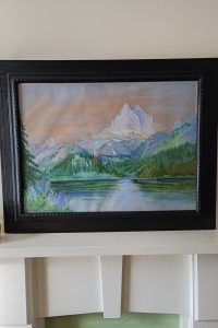 1930s framed mountain watercolour picture by Kemmis Betty