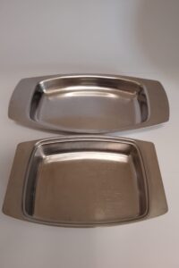 2 x stainless steel butter / cheese dishes