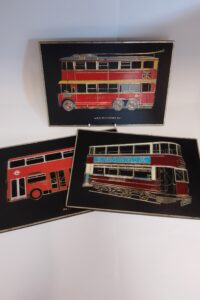 Vintage Bus and Tram 3d wall picture set