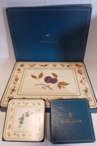 1980s Royal Worcester Evesham Place Mats & Coasters Plums / Fruits