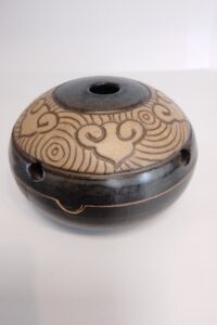 Pottery 2pc  4 air hole incense holder
