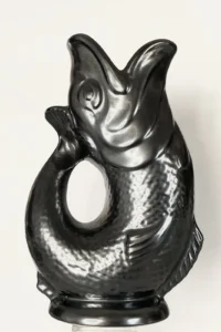 Pottery Charcoal Gurgle Fish Jug / flower Vase