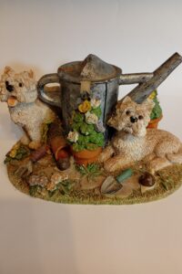 Regency fine arts -Two dogs in Garden scene