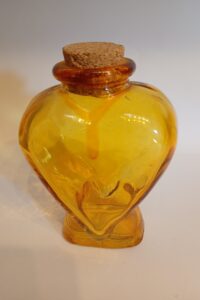 Orange Stained Retro glass heart shaped Bottle