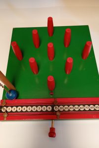 Chad valley 9 pin wood skittles table