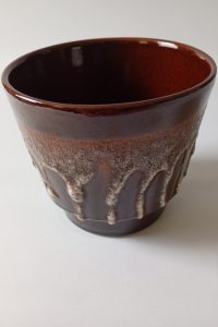 Retro brown drip glazed english plant pot
