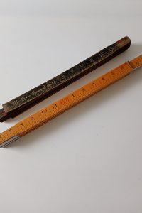Vintage Rabone / Fisco wood folding measure ruler set -