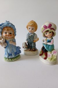 vintage cute kids theme pottery figurines set